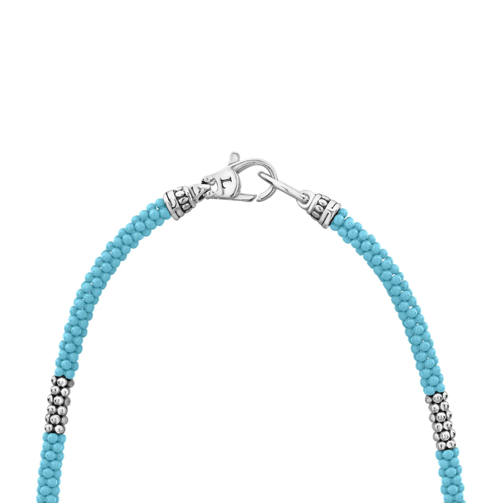 Blue Caviar Blue Silver Station Ceramic Beaded Necklace 3mm