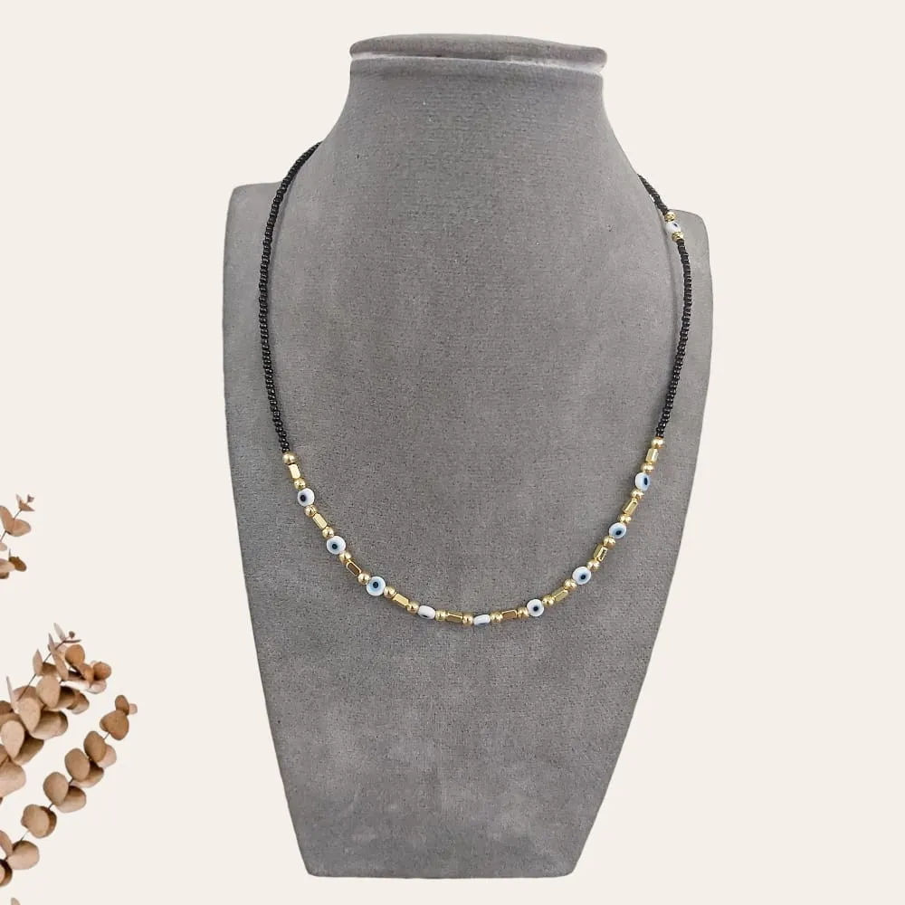 Blue Eyes Beaded Necklace 4 S-0