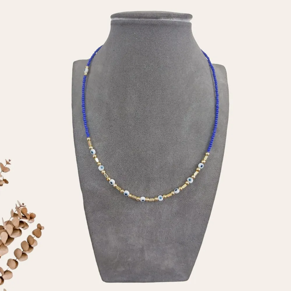 Blue Eyes Beaded Necklace 4 S-0