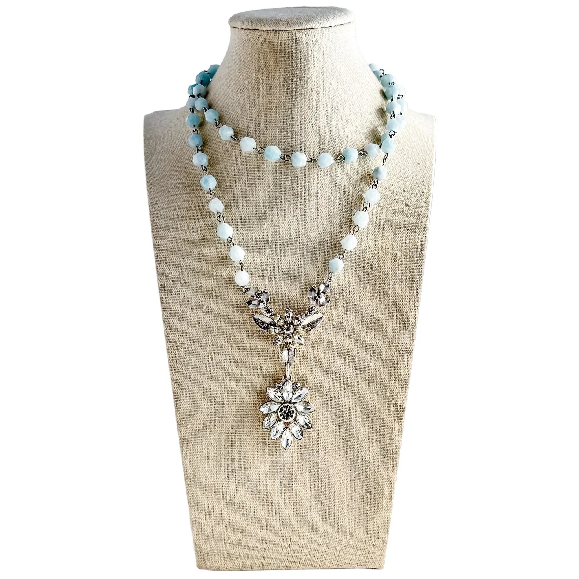 Blue Ice Beaded Bauble Necklace