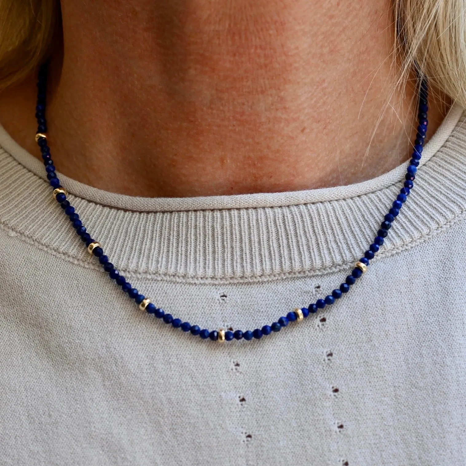 Blue Lapis Bead Necklace
