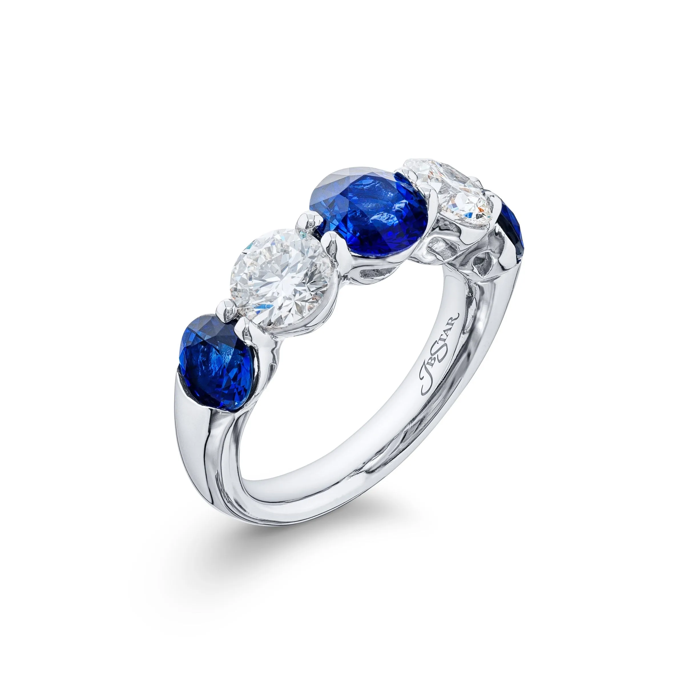 Blue Sapphire & Diamond Band