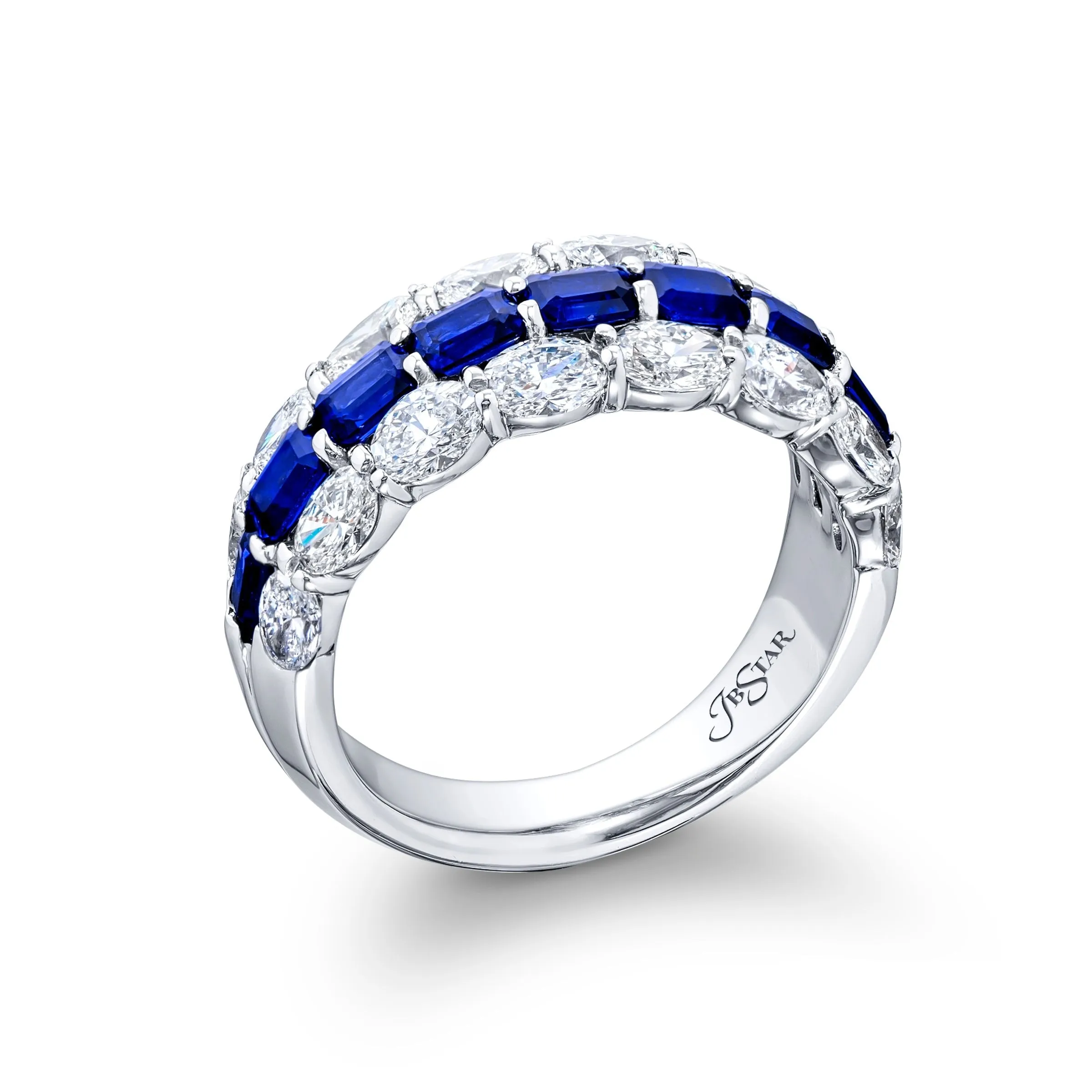 Blue Sapphire & Diamond Band