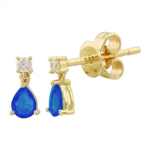 BLUE SAPPHIRE AND DIAMOND DROP EARRINGS