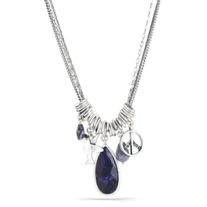 BLUE TEAR DROP STONE PEACE CHARM CRYSTAL NECKLACES #191BL1301 (2E5)