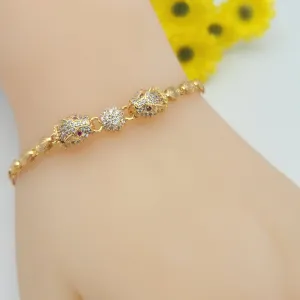 Bracelets - 18K Gold Plated. Panther Heads Red Eyes.