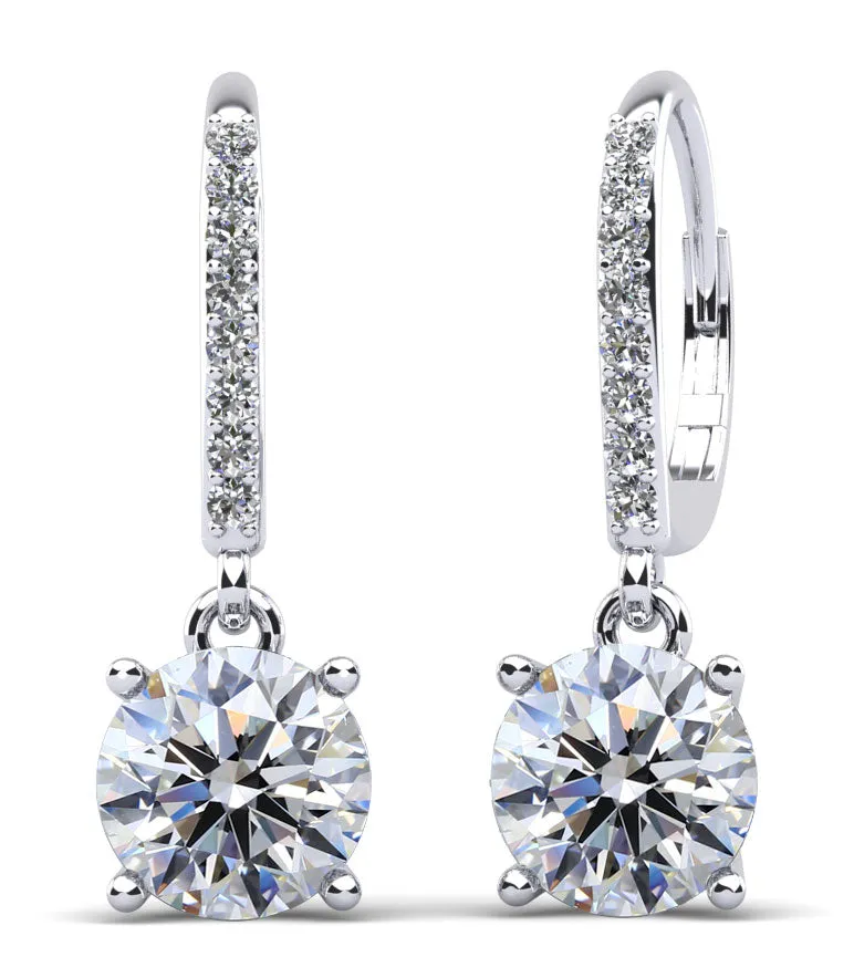 Brilliance Diamond Drop Diamond Earrings with 4.24 ct. (2X2.00 ct. center diamonds)