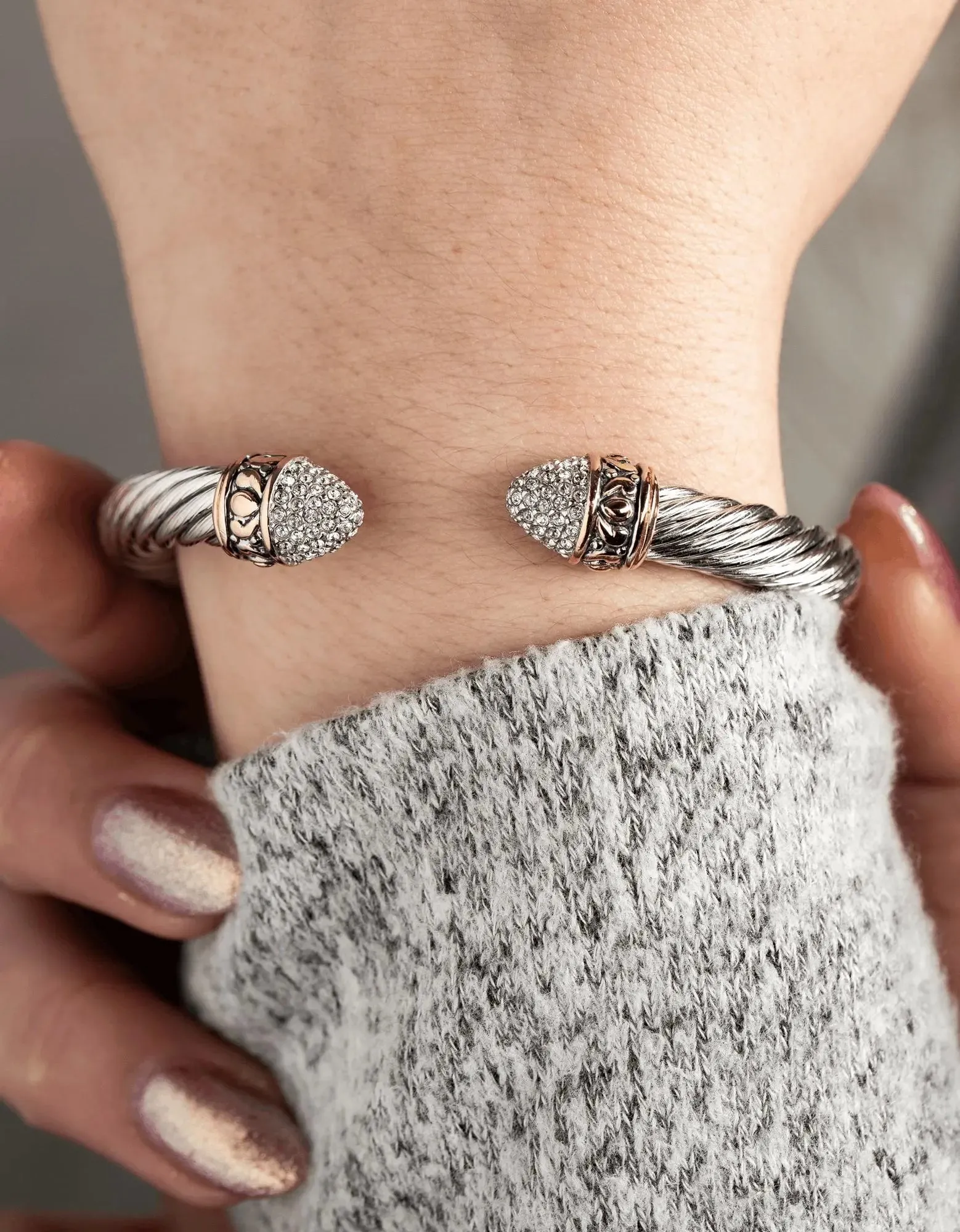 Briolette Collection - Large Pavé Wire Cuff Bracelet