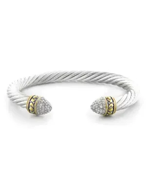 Briolette Collection - Large Pavé Wire Cuff Bracelet
