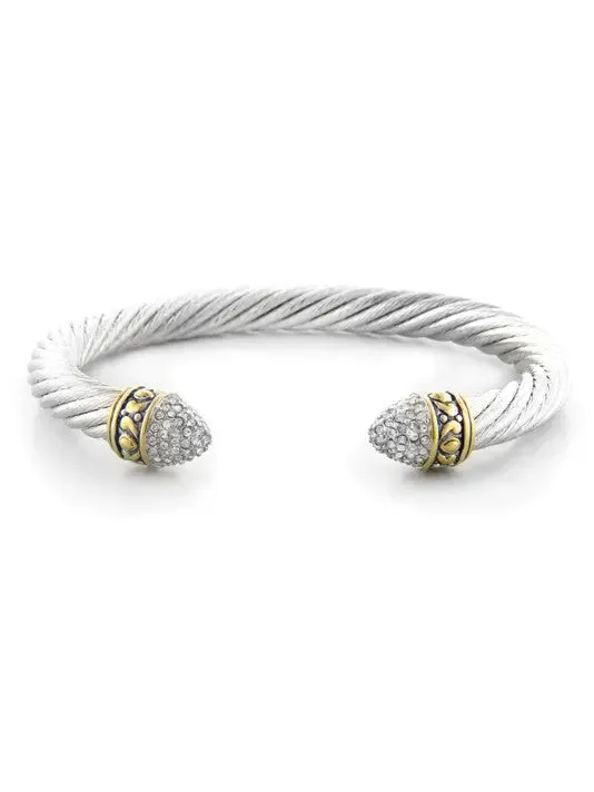 Briolette Collection - Large Pavé Wire Cuff Bracelet