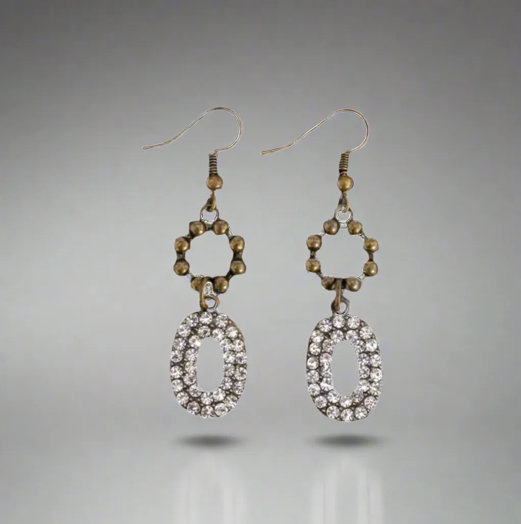 Bronze Rhinestone Dangle Earrings