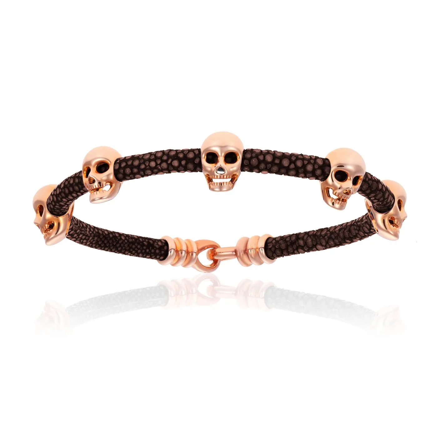 Brown Multi Skull Stingray with Pink Gold