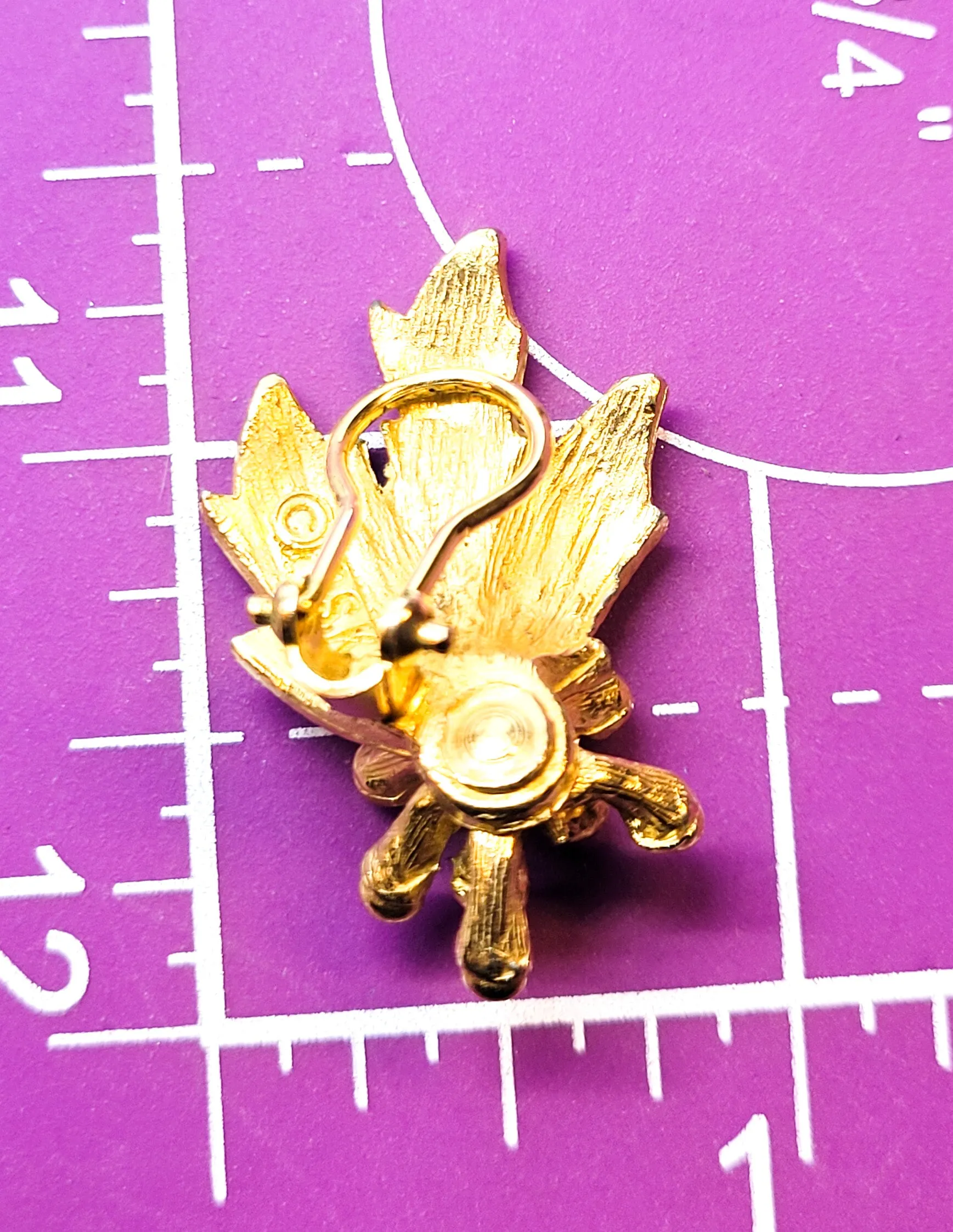 BSK signed vintage gold toned clip on Christmas holiday holly berry clip on earrings