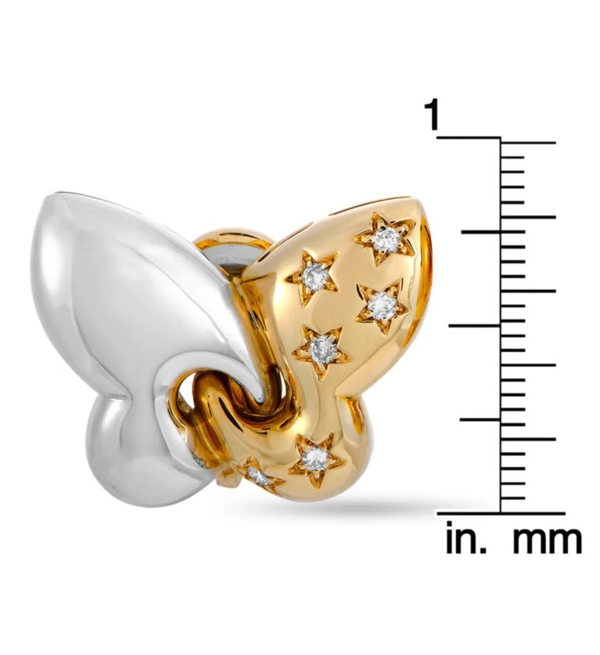 Bulgari Farfalle Diamond White and Yellow Gold Butterfly Clip-On Earrings