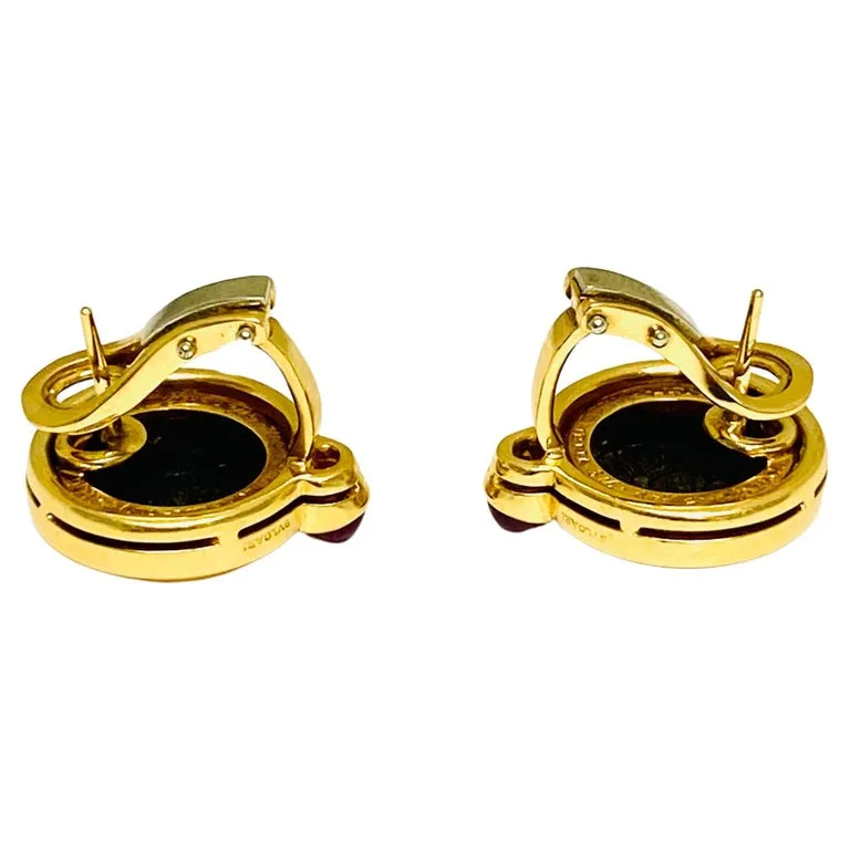 Bulgari Monete Ruby Gold Rare Ancient Silver Coin Earrings