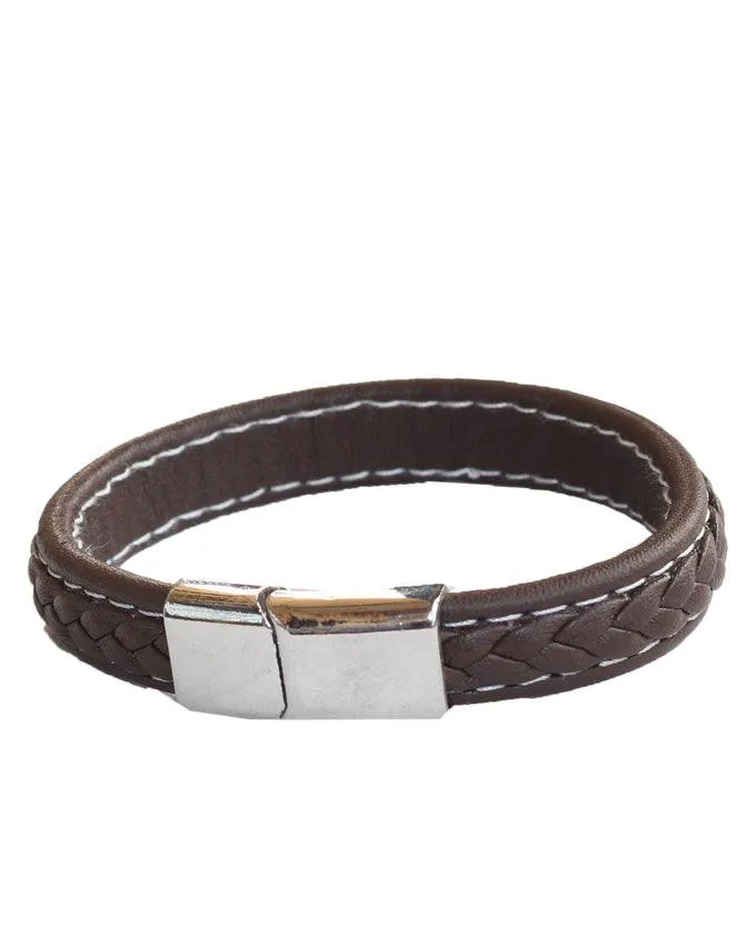 Burton Men's Plaited Leather Bracelet In Brown