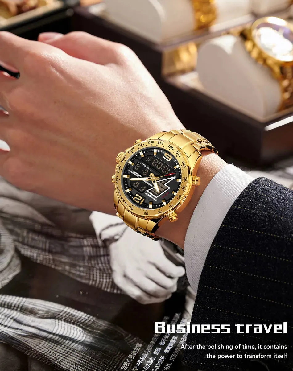 Business Luminous Quartz Watches Waterproof Dual Display