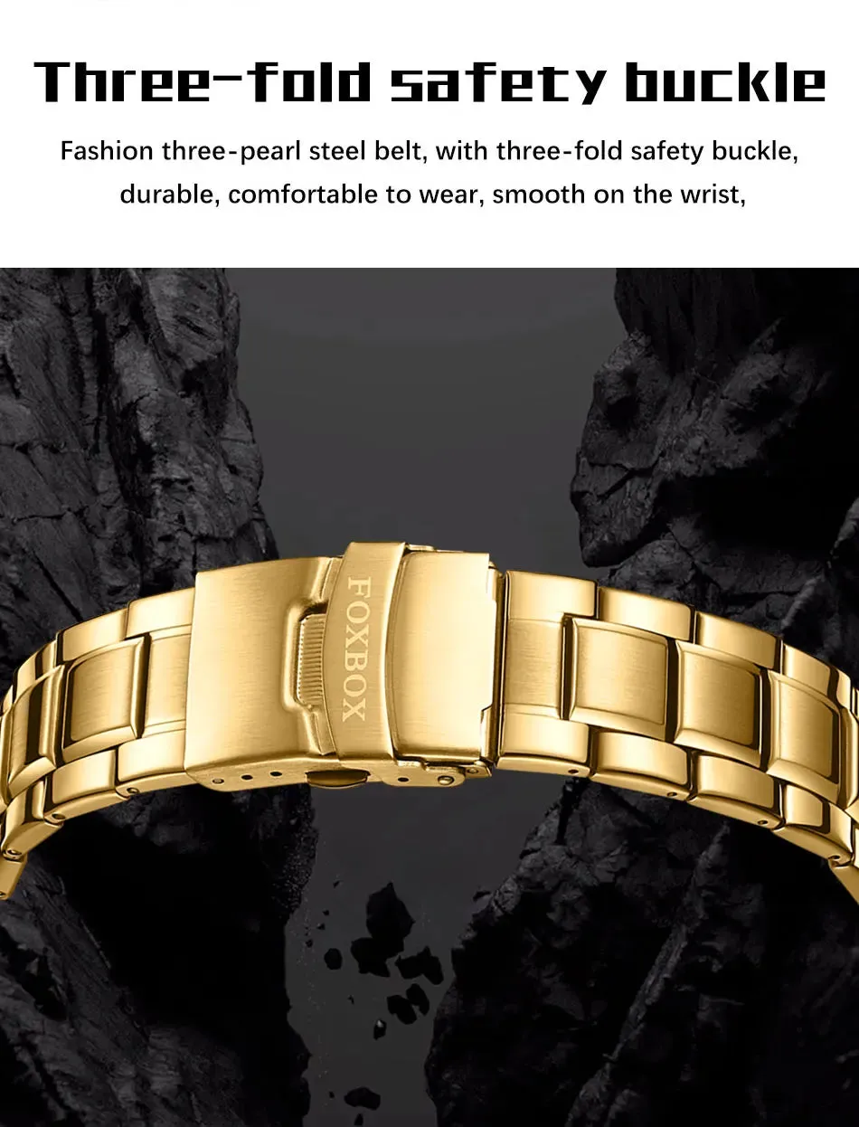 Business Luminous Quartz Watches Waterproof Dual Display