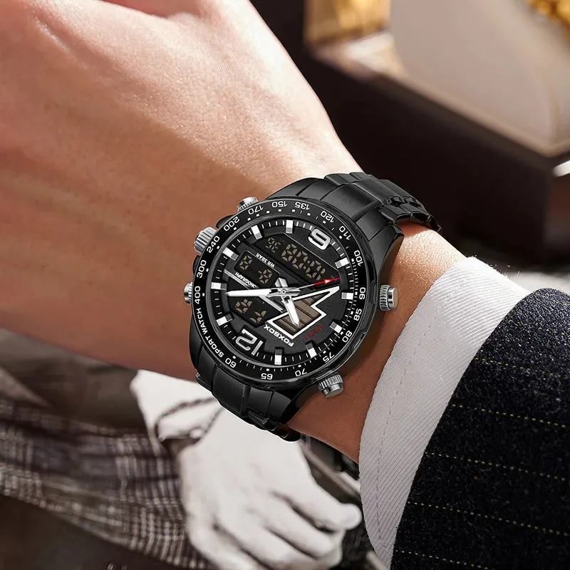 Business Luminous Quartz Watches Waterproof Dual Display