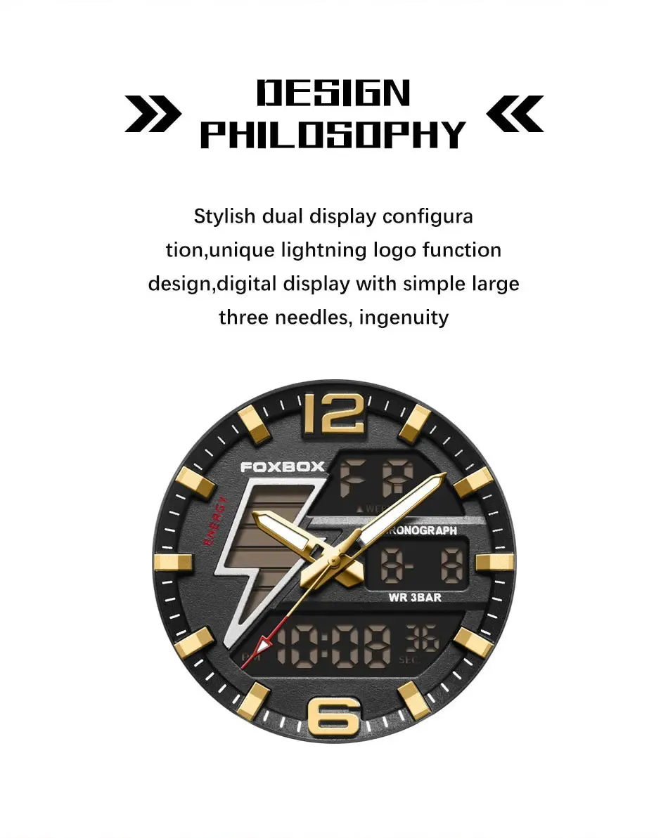 Business Luminous Quartz Watches Waterproof Dual Display