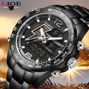Business Luminous Quartz Watches Waterproof Dual Display