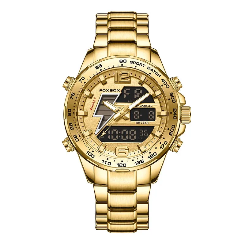 Business Luminous Quartz Watches Waterproof Dual Display