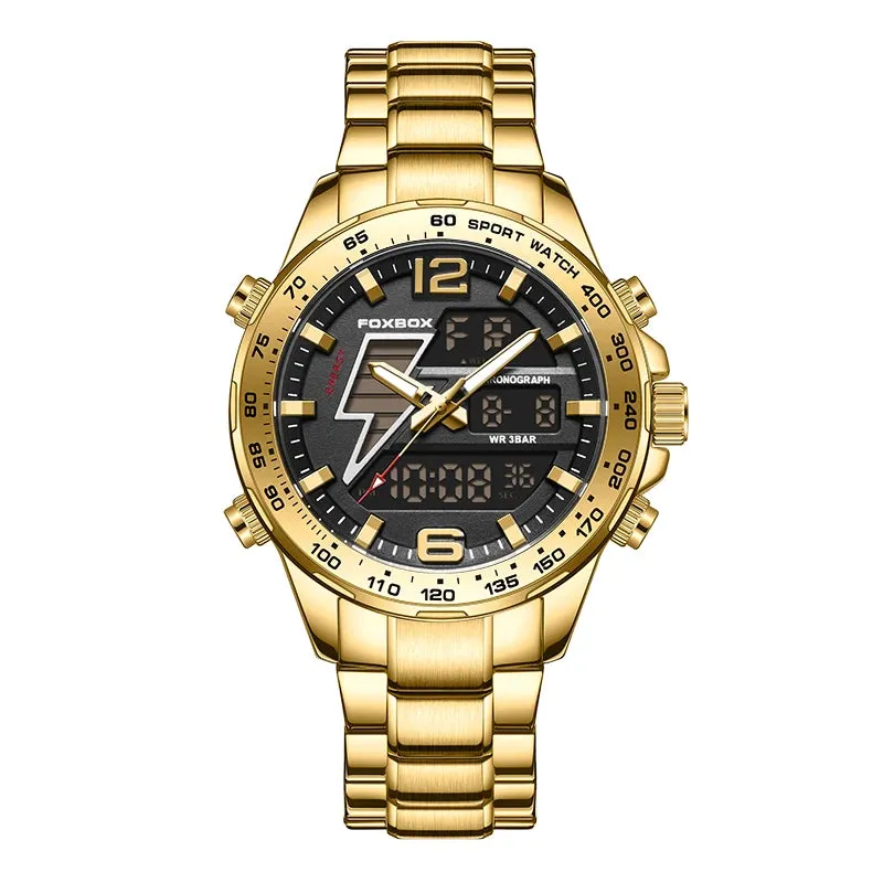 Business Luminous Quartz Watches Waterproof Dual Display