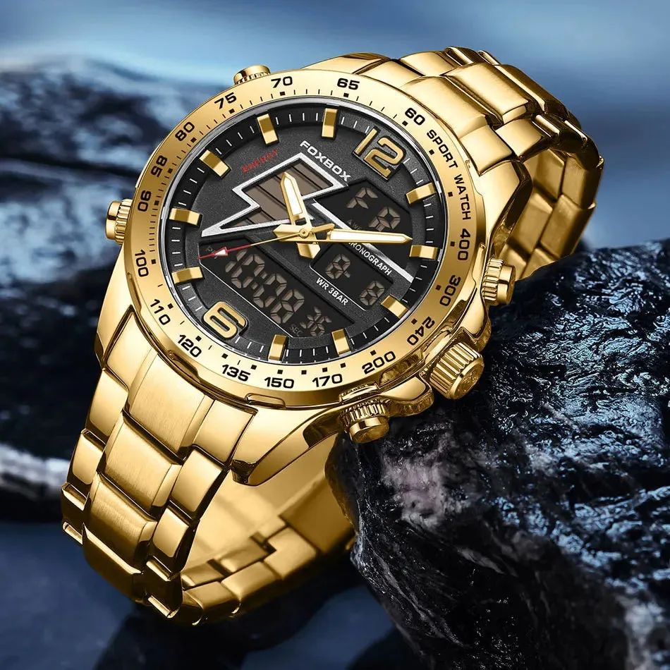 Business Luminous Quartz Watches Waterproof Dual Display