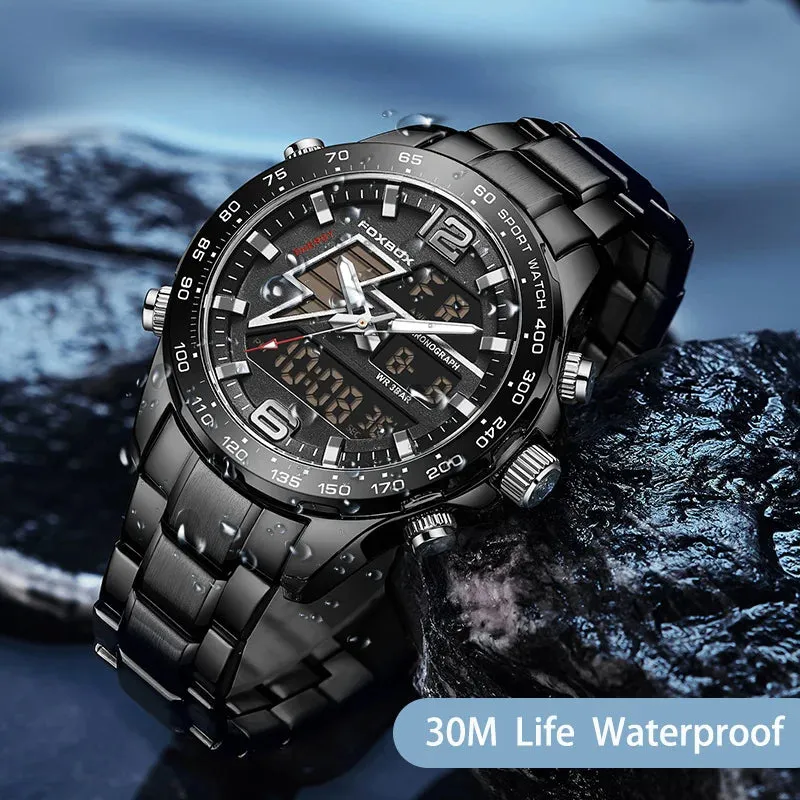 Business Luminous Quartz Watches Waterproof Dual Display