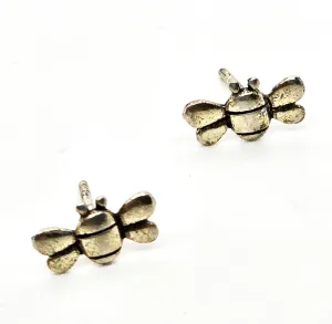 Buzzing Bee small petite sterling silver stud cottage core earrings