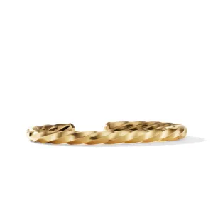 Cable Edge Cuff Bracelet in Recycled 18K Yellow Gold, Size Medium