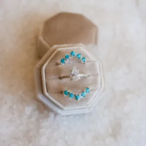 'Camila' Moissanite Engagement   Turquoise Wedding Ring Set // Made to Order