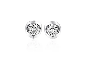 Canadian Diamond 0.25ct Solitaire Earrings in Tension Set in 14K White Gold