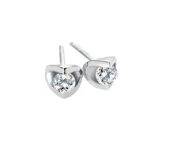 Canadian Diamond 0.25ct Solitaire Earrings in Tension Set in 14K White Gold