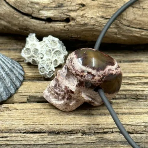 Cantera Opal Skull Necklace