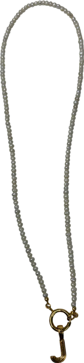 Carrie Elizabeth Metallic Garden Party Pearl Initial J Necklace