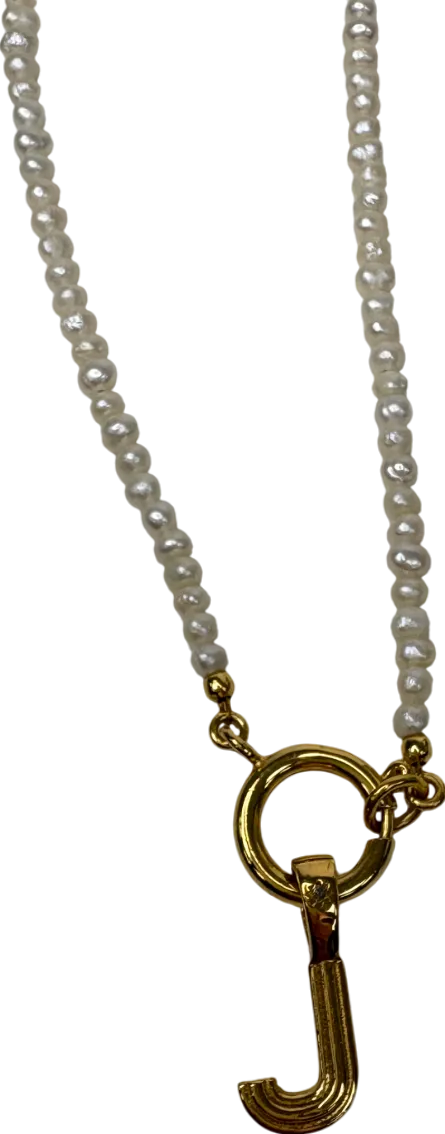 Carrie Elizabeth Metallic Garden Party Pearl Initial J Necklace