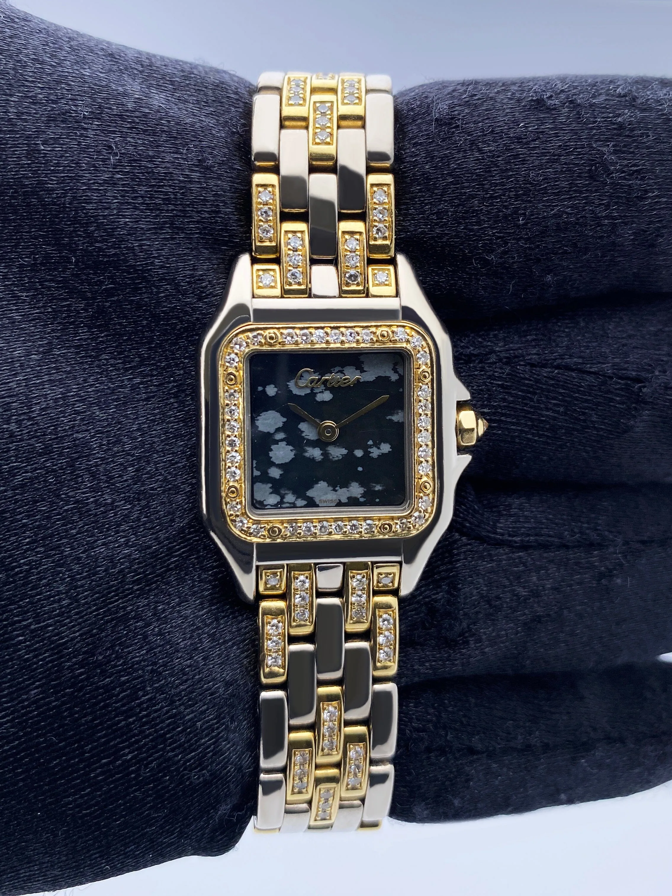 Cartier Panthere WF3052FH Gold Obsidian Stone Ladies Watch