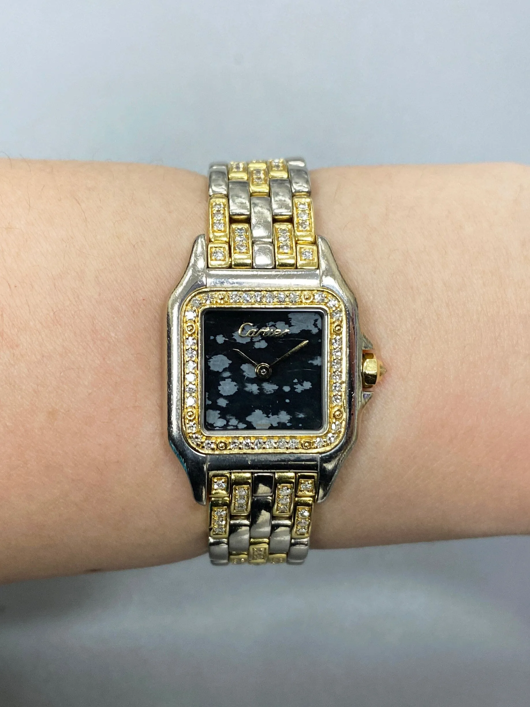 Cartier Panthere WF3052FH Gold Obsidian Stone Ladies Watch