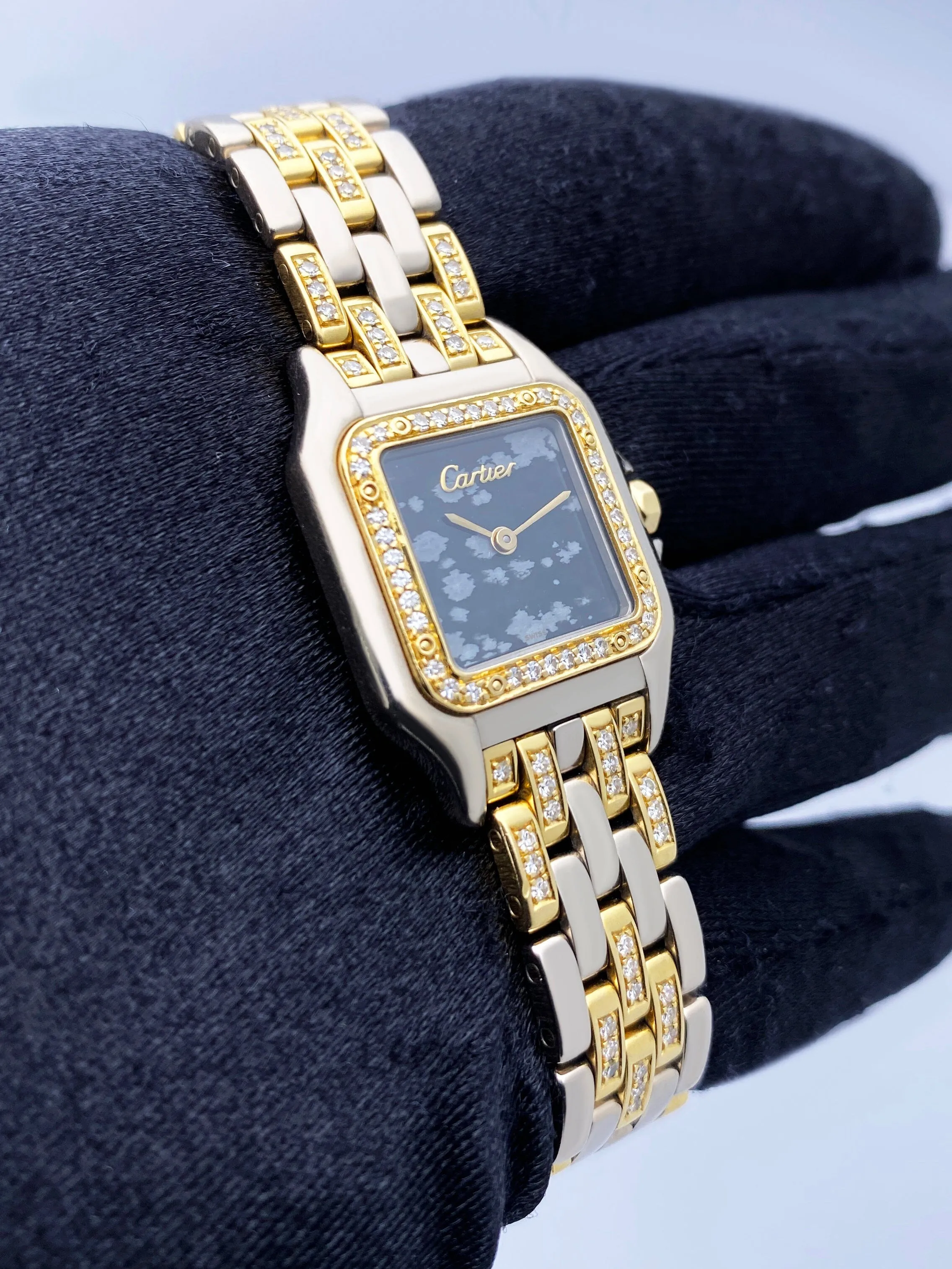 Cartier Panthere WF3052FH Gold Obsidian Stone Ladies Watch