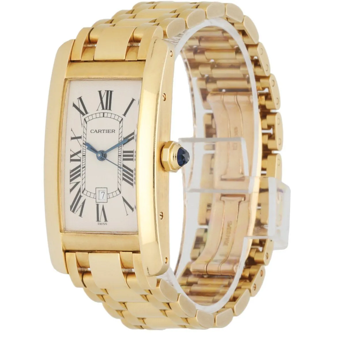 Cartier Tank Americaine W26035K2 /1725 18K Yellow Gold Watch