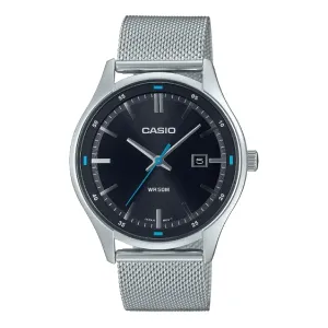 Casio Silver Mesh Bracelet Black Dial Quartz Watch for Gents - MTP-E710M-1AVDF