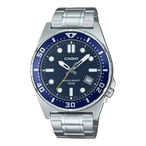 Casio Silver Stainless Steel Black Dial Quartz Watch for Gents - MTD-135D-2AVDF