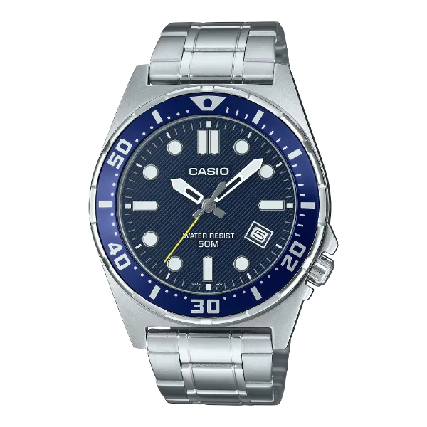 Casio Silver Stainless Steel Black Dial Quartz Watch for Gents - MTD-135D-2AVDF