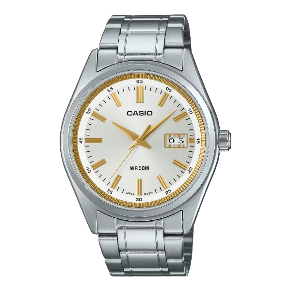 Casio Silver Stainless Steel Silver Dial Quartz Watch for Gents - MTP-B180D-7AVDF