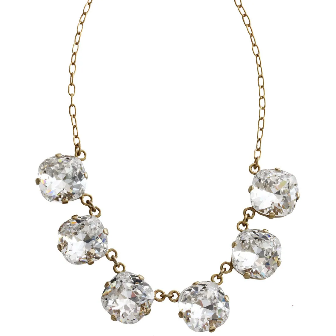 Catherine Popesco 14k Gold Plated Crystal Round Necklace, 16"   2" Extender 1257G Clear