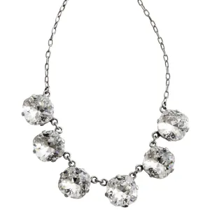 Catherine Popesco Sterling Silver Plated Crystal Round Necklace, 16"   2" Extender 1257 Clear