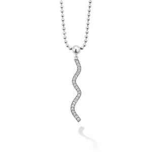 Caviar Spark Large Wave Diamond Pendant Necklace