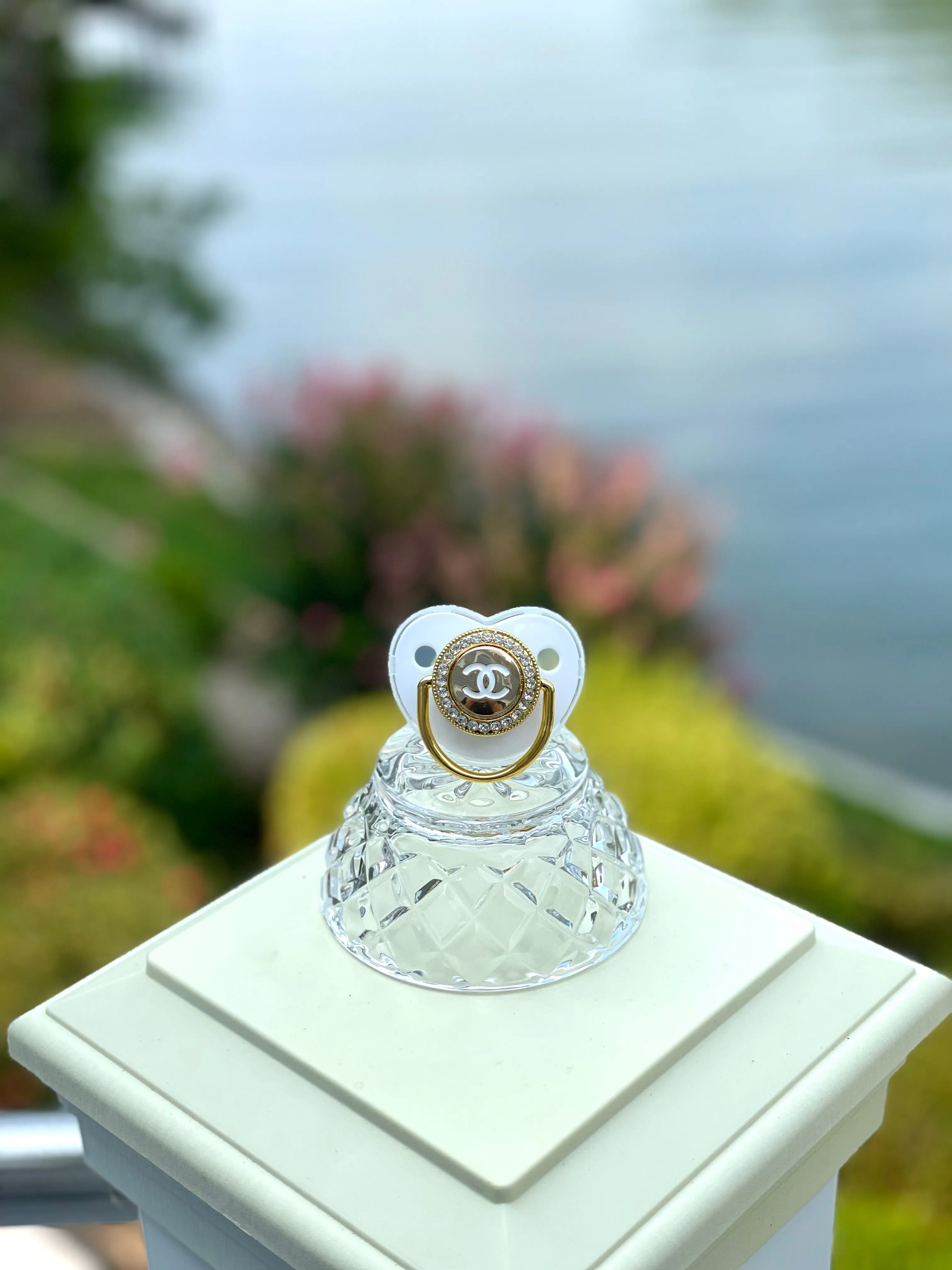 CC Baby Pacifier- WHITE/GOLD