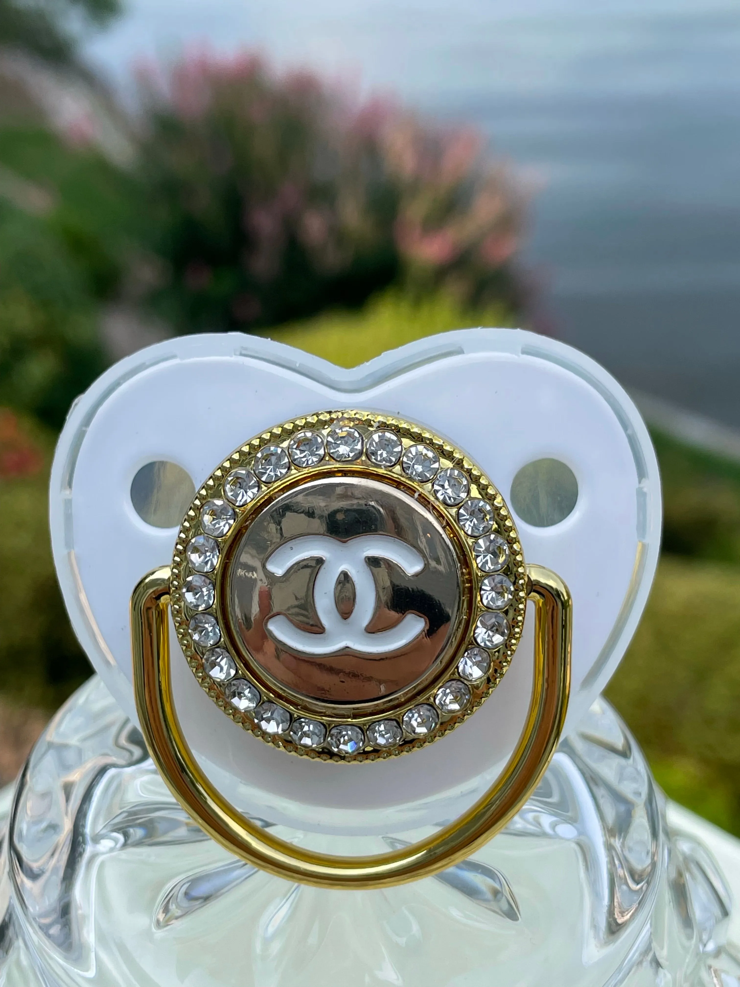 CC Baby Pacifier- WHITE/GOLD